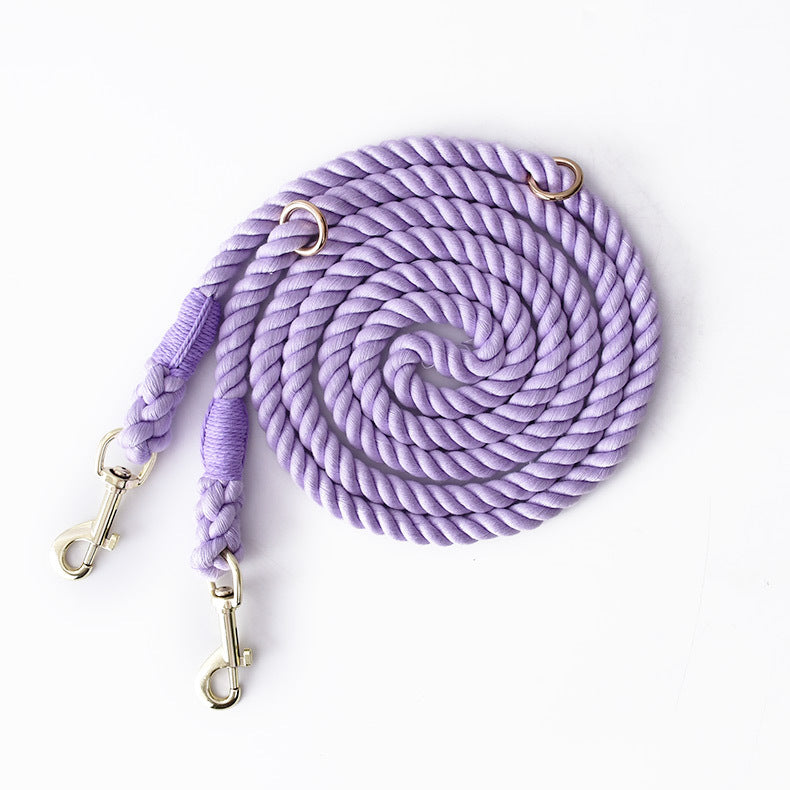 Woven Cotton Multi-functional Waist Pet Double Leash P-Type Collar