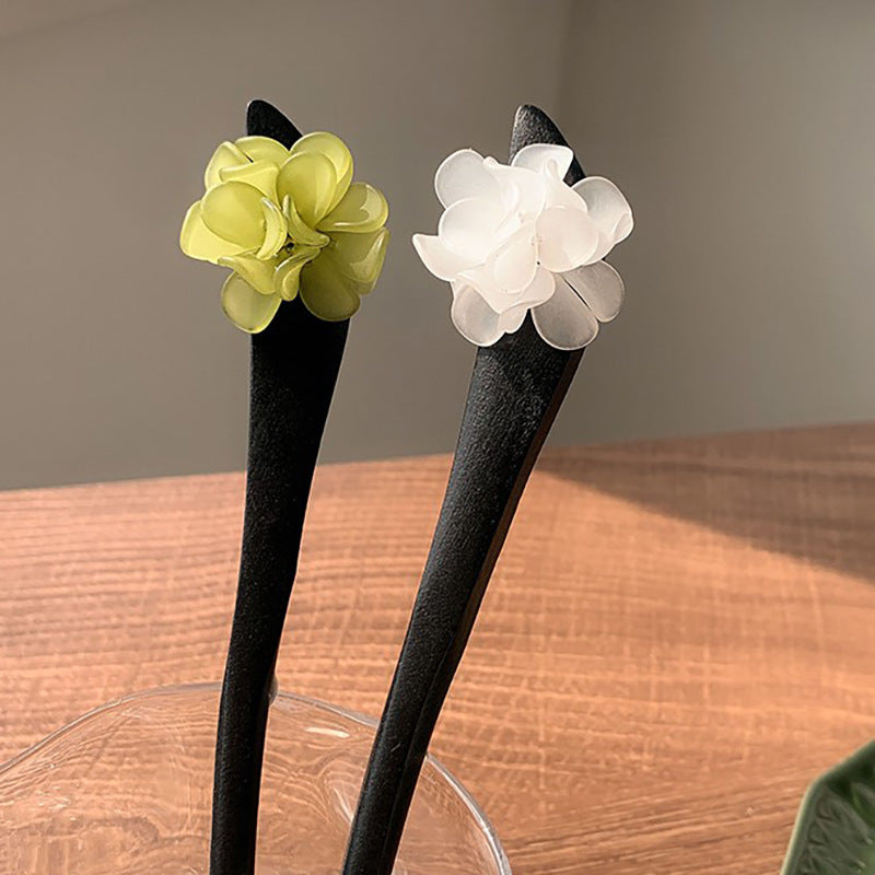 Retro Resin Flower Chinese Updo Wood Hairpin Hair Accessories Wholesale