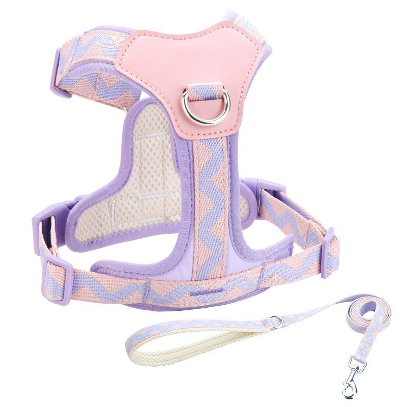 Breathable Mesh Leather Shock Absorption Vest Pet Dog Harness
