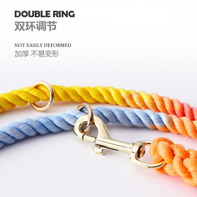Woven Cotton Multi-functional Waist Pet Double Leash P-Type Collar