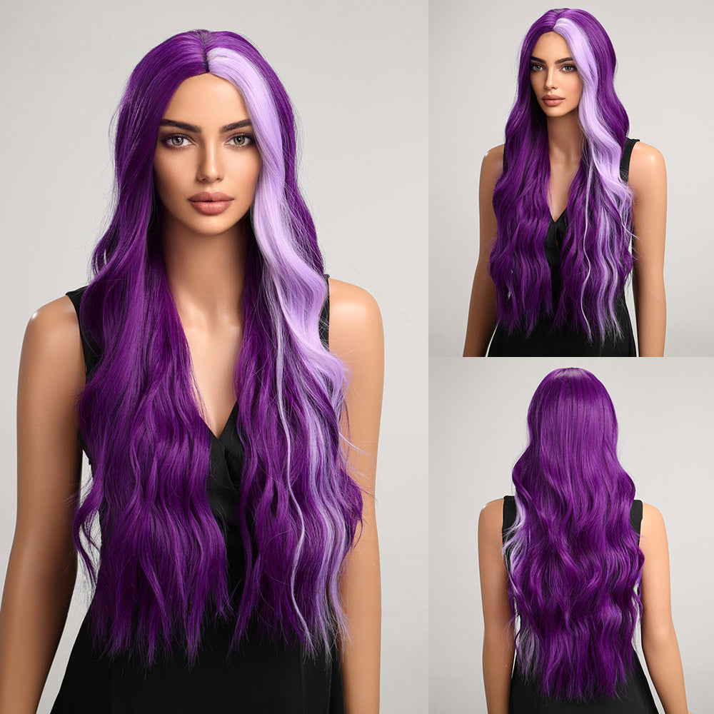 New Highlights Long Curly Hair Fashion Halloween Full Cover Wigs Wholesale