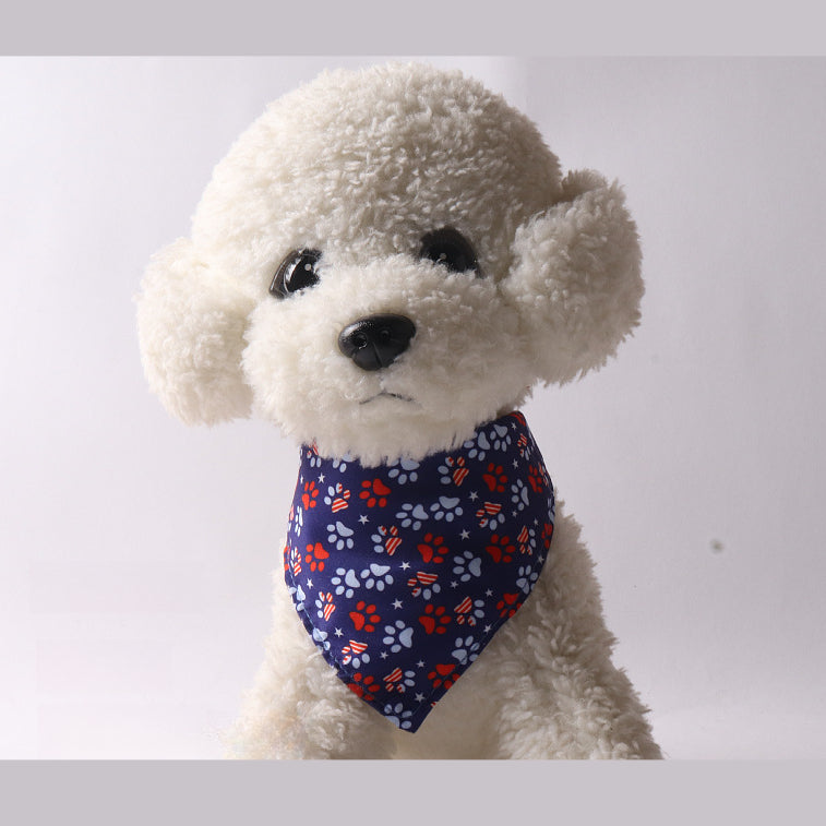 Blue Red Flag Double Side Triangle Towel Saliva Pet Bib Scarf