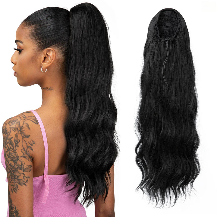 Drawstring Long Curly Water Ripple Ponytail Wigs Hair Extensions Wholesale