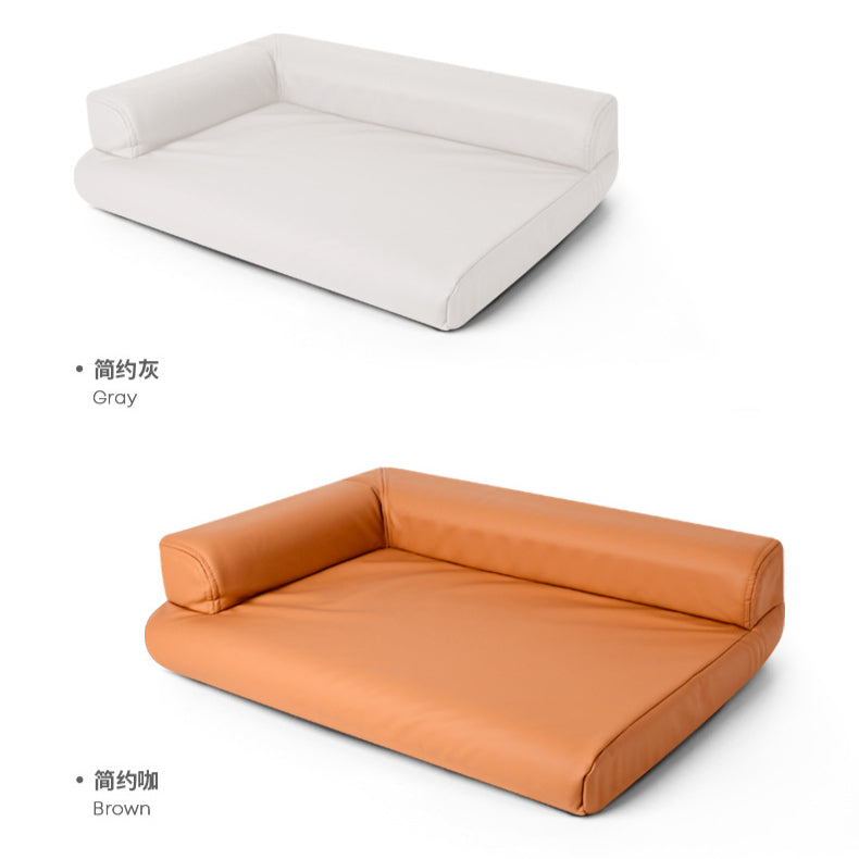 Lint-free Soft Waterproof ECO PU Leather Pet Sofa Luxury Dog Bed