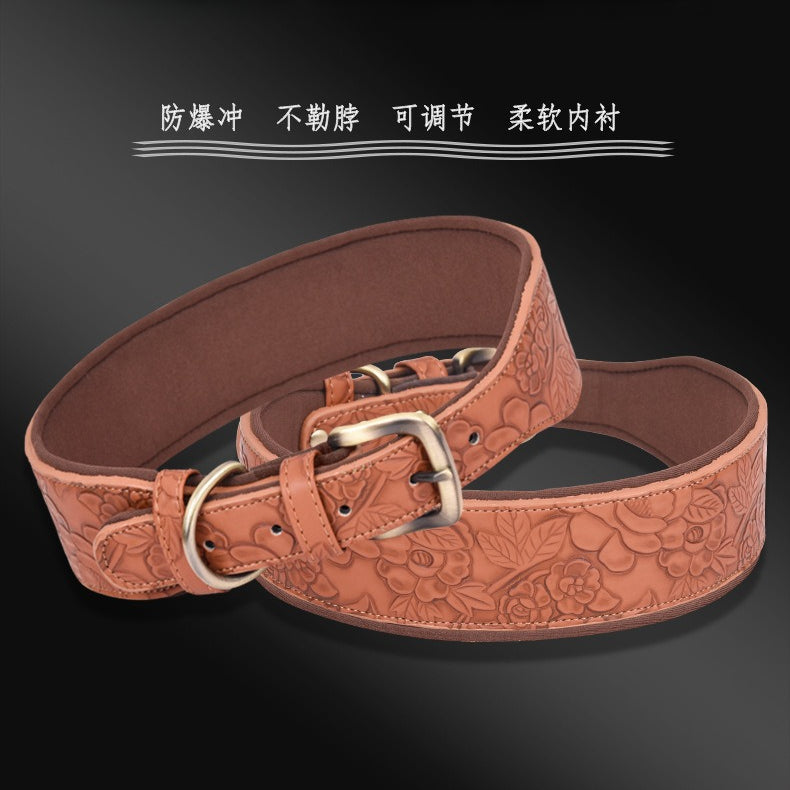 Embossed PU Leather Soft Sponge Lining Adjustable Pet Dog Collar