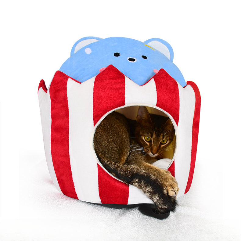 Cute Polar Bears Winter Warm Soft Plush Comfortable Cat Bed Cage
