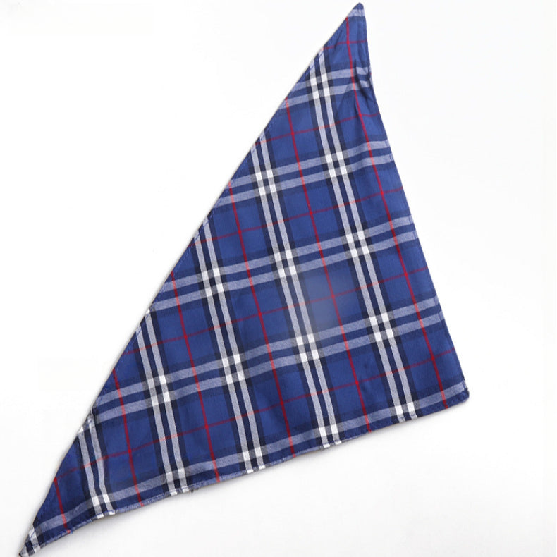 Birthday Party Double Side Plaid Triangle Towel Saliva Pet Bib