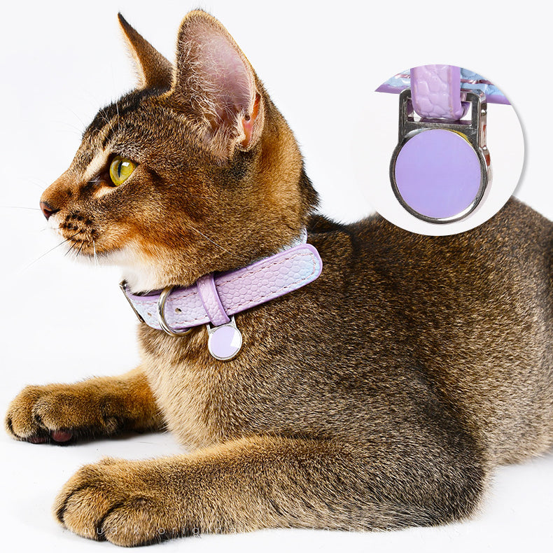 Gradient Waterproof Soft Leather No Choking Pet Harness Leash Collar