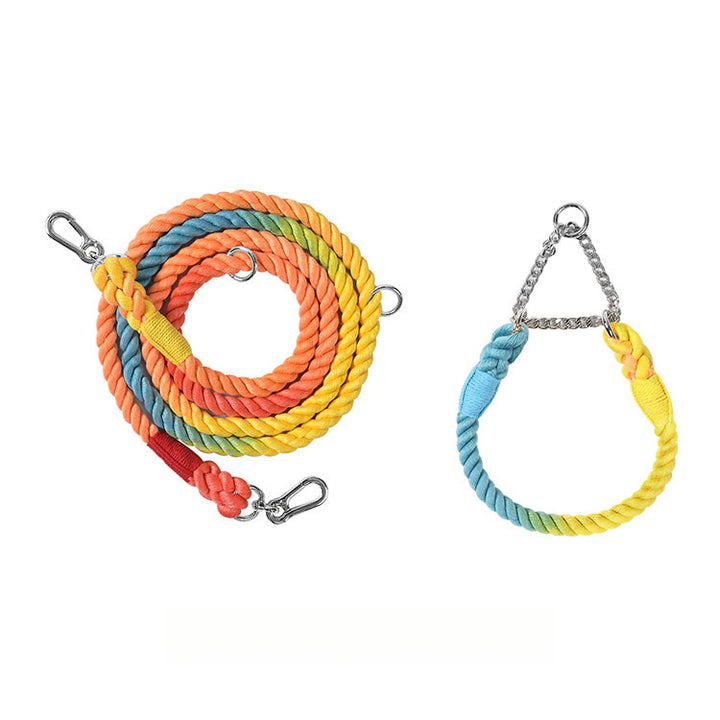 Woven Cotton Nautical Knot Pet Multifunction Training Leash Collar Set