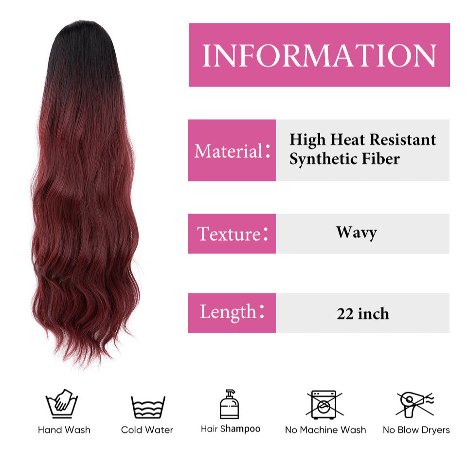 Drawstring Long Curly Water Ripple Ponytail Wigs Hair Extensions Wholesale