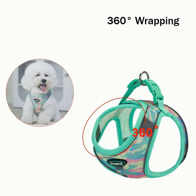 Camouflage Print Wearable Reflective Pet Dog Harness Leash Set