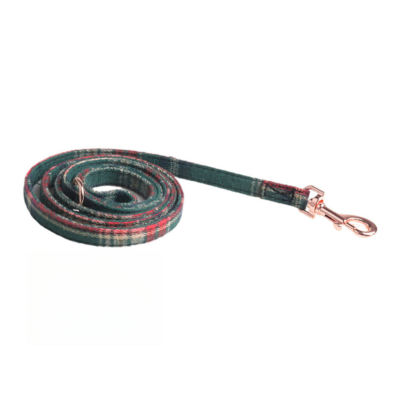 Christmas Red Green Plaid Pet Dog No Choking Harness Leash Set
