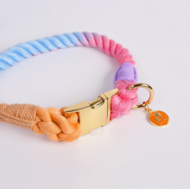 Hand-woven Cotton Nautical Knot Collar Dog Anti-Pull Leash Set