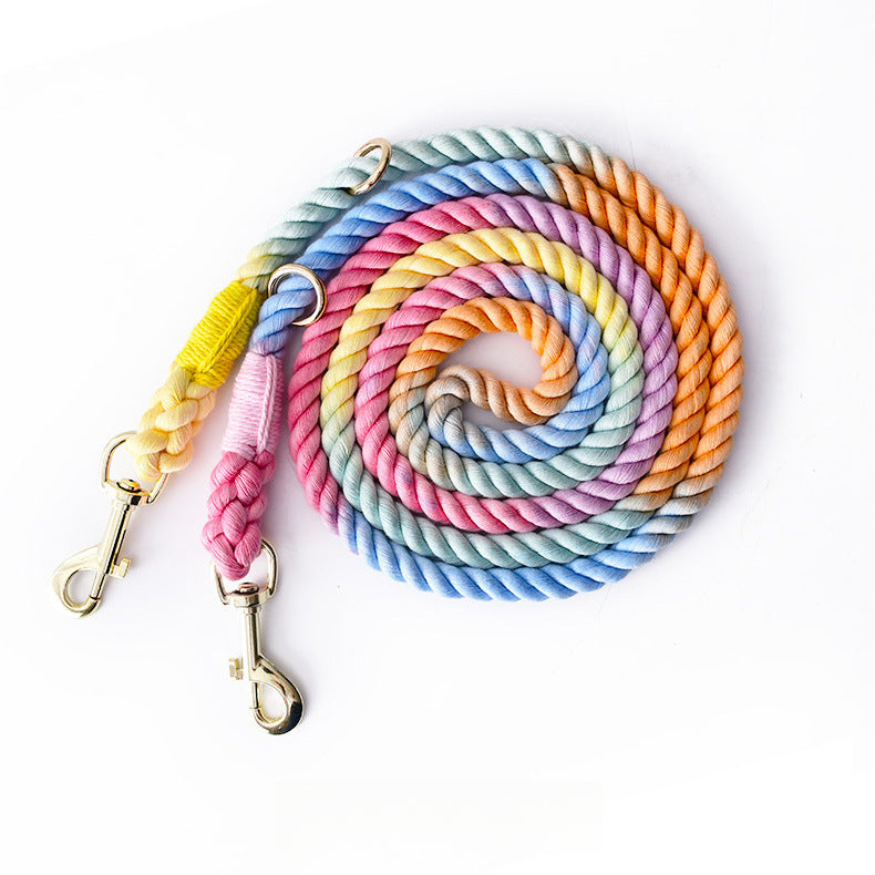 Woven Cotton Multi-functional Waist Pet Double Leash P-Type Collar