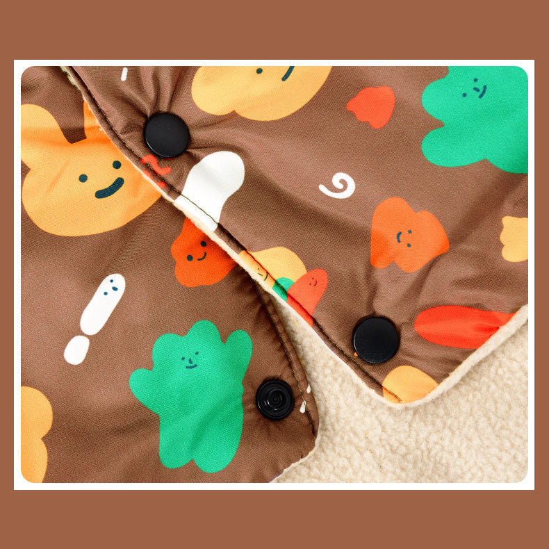 Warm Flannel Bear Printed Windproof Pet Small Dog Clothes Apparel