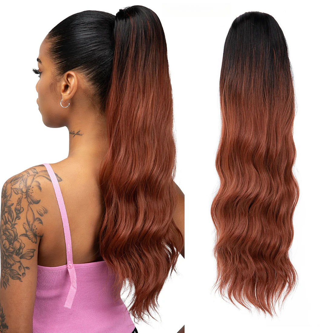 Drawstring Long Curly Water Ripple Ponytail Wigs Hair Extensions Wholesale