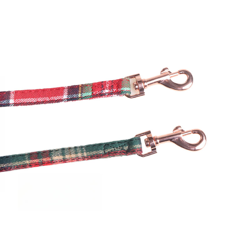 Christmas Red Green Plaid Pet Dog No Choking Harness Leash Set