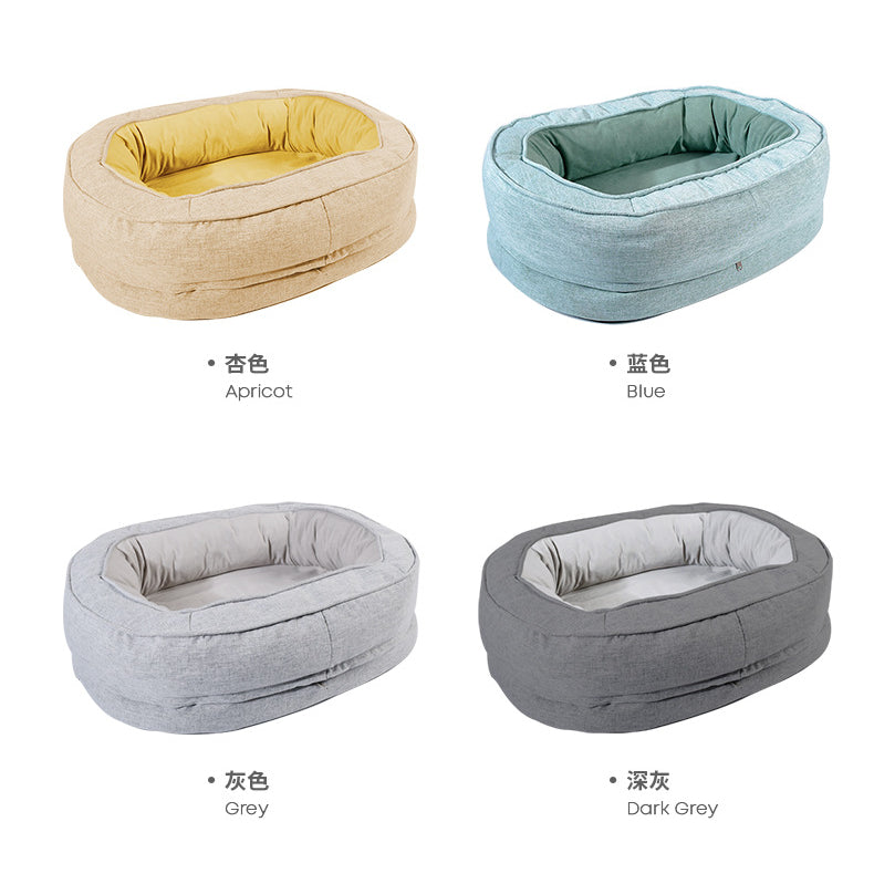 Universal Oval Cotton Linen Plush Removable Pet Pad Cats Bed